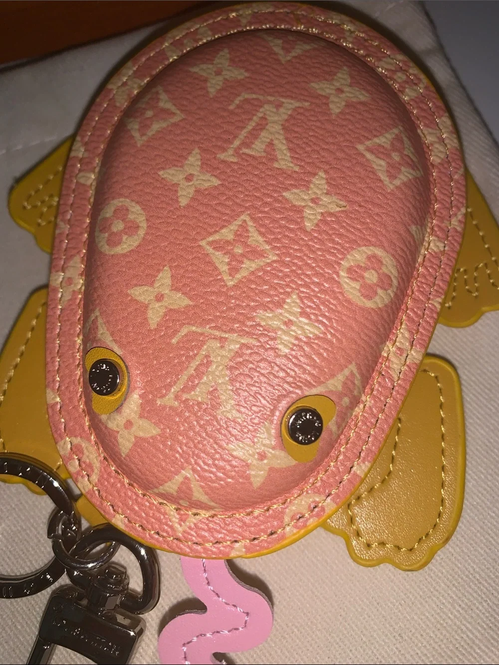 Monogram frog purse/bag charm keychain zipper pouch